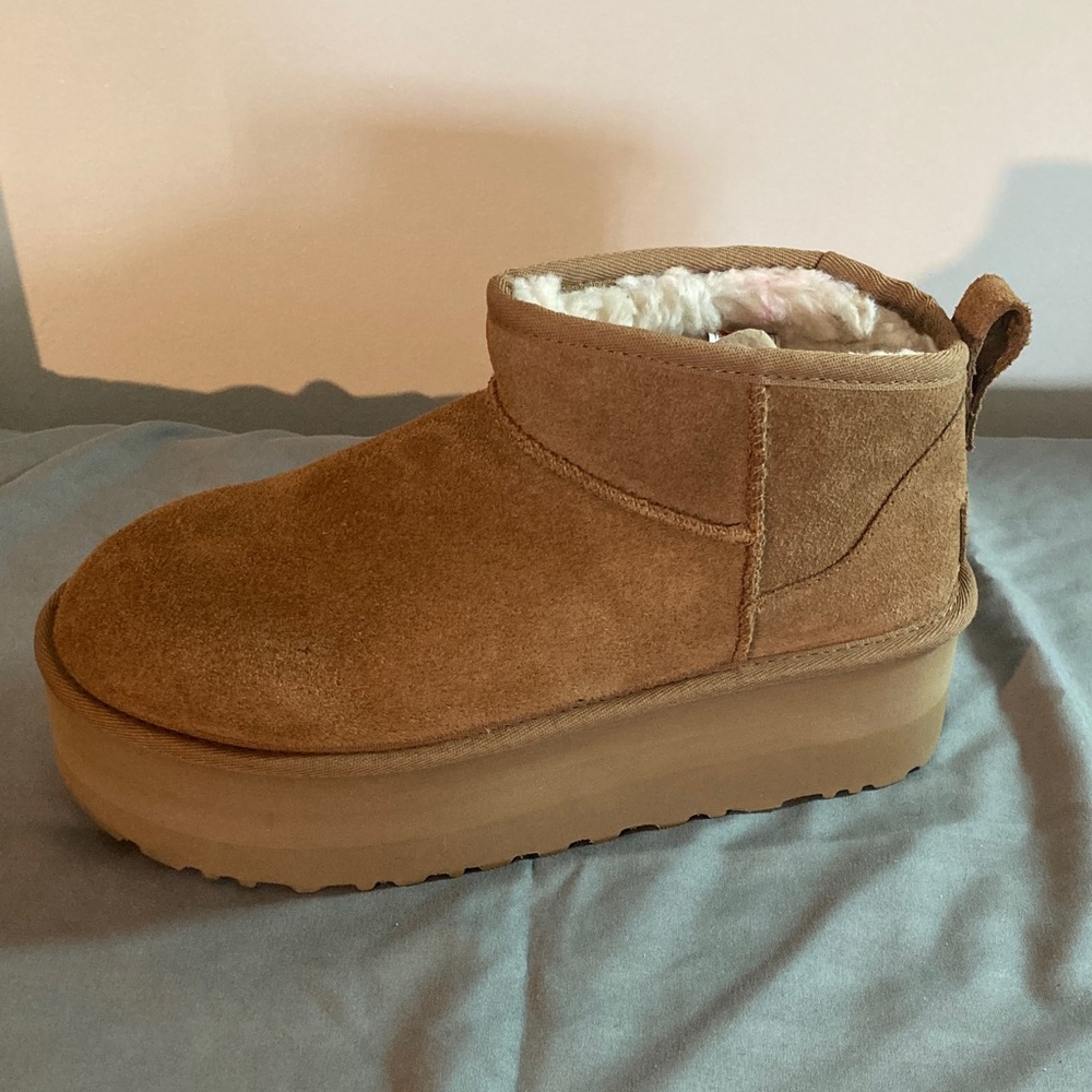 UGG CLASSIC ULTRA MINI PLATFORM Chestnut 8 NIB 8 - Picture 5 of 13